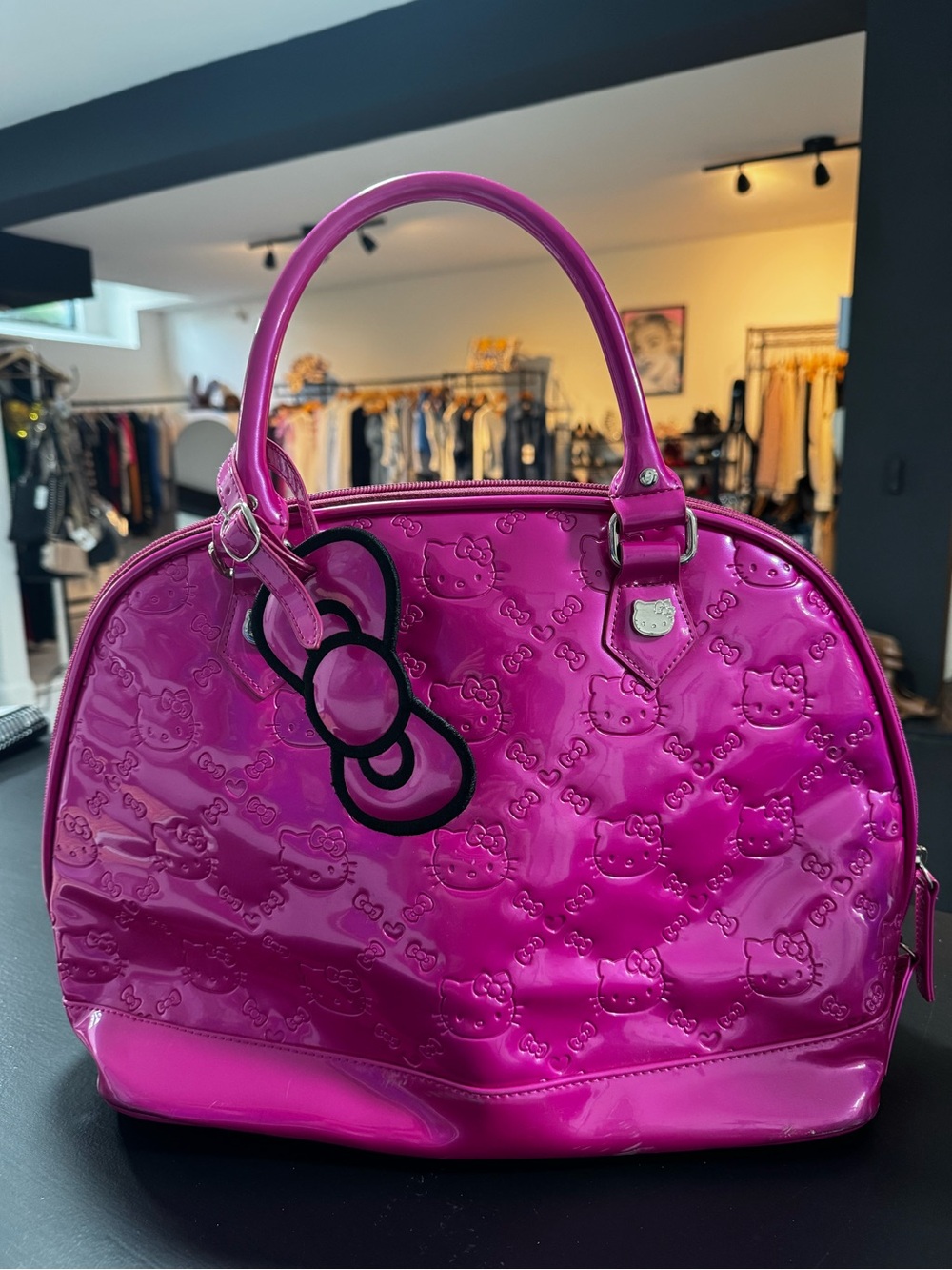 NWOT - Hello Kitty Bright Pink Patent Tote with Zip Pocket